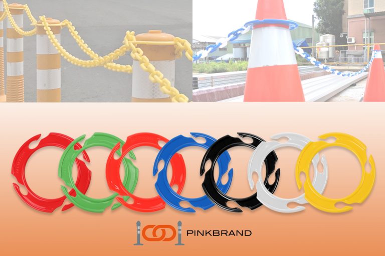 PINKBRAND交通錐套環：搭配鏈條，輕鬆設置施工安全圍欄，實現人車分流導引