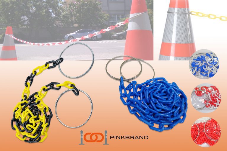 提升安全性！PINKBRAND 金屬圈交通錐套鏈替代傳統三角錐連接桿