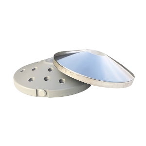 RS-01SR底座結構分離圖，內含配重與不鏽鋼上蓋